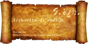 Iczkovits Özséb névjegykártya